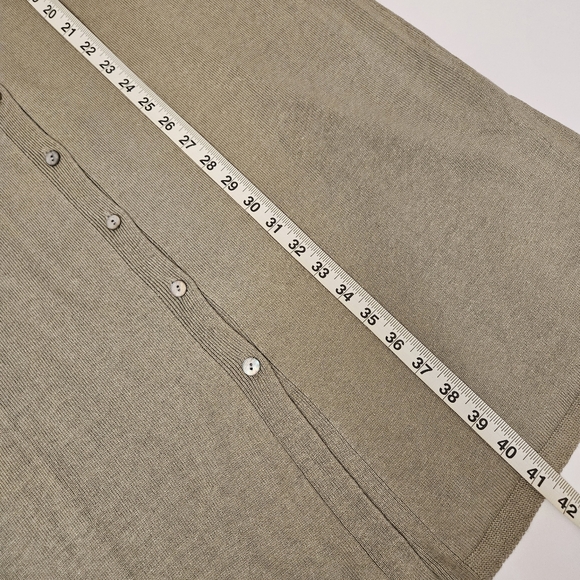 J. Jill Long Linen-Blend Long Cardigan Women Med Button Front V-Neck Sage Green - Picture 3 of 14